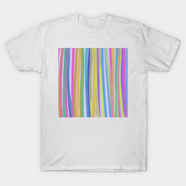 Colored happy lines on a watercolor background T-Shirt by jen28